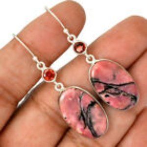 Black Manganese In Rhodonite & Garnet 925 solid SS